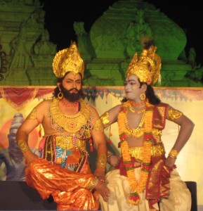 Chinta Ramamurthy (left as Balarama) with Chinta Ravi Balakrishna as Lord Krishna in Sasirekha Parinayam